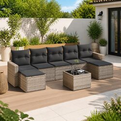 Specifications of 8 Piece Grey Poly Rattan Outdoor Sofa Set