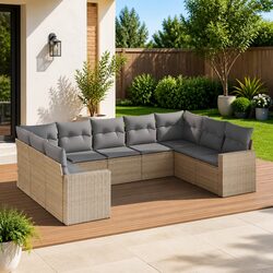 Specifications of 9 Piece Beige Outdoor Garden Sofa Set