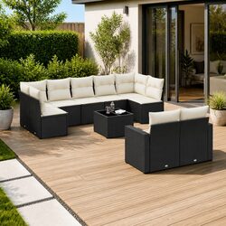 Detailed 10-Piece Outdoor Sectional Sofa Set with Storage