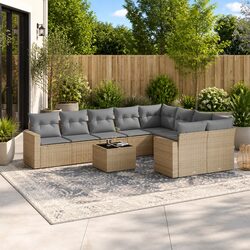 10-Piece Outdoor Sectional Sofa Set with Storage and Glass Top