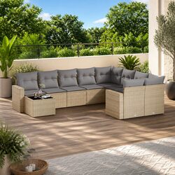 10-Piece Garden Sofa Set - PE Rattan, Weather-Resistant