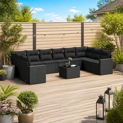 11 Piece Modular Patio Conversation Set in Black