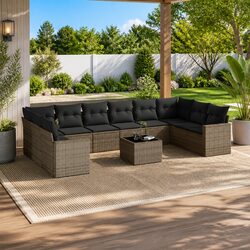 Factual 11 Piece Garden Sectional Sofa Set Grey