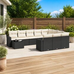Specifications for 11-Piece Black Poly Rattan Garden Sofa Set