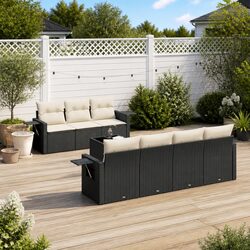 Garden Sofa Set 8 Piece Outdoor Furniture Patio Lounge Black Poly Rattan Modular