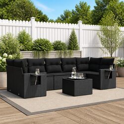 8-Piece Garden Sofa Set: Black Rattan Modular Design