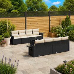 Garden Sofa Set 9 Piece Outdoor Furniture Patio Sectional with Cushions Black