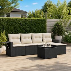 Garden Sofa Set 6-Piece Outdoor Modular Furniture Black
