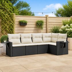 5 Piece Modular Patio Lounge in Black PE Rattan