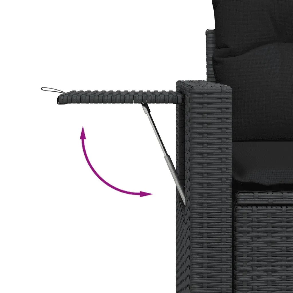 Garden Sofa Set 5 Piece Outdoor Furniture PE Rattan Black Patio