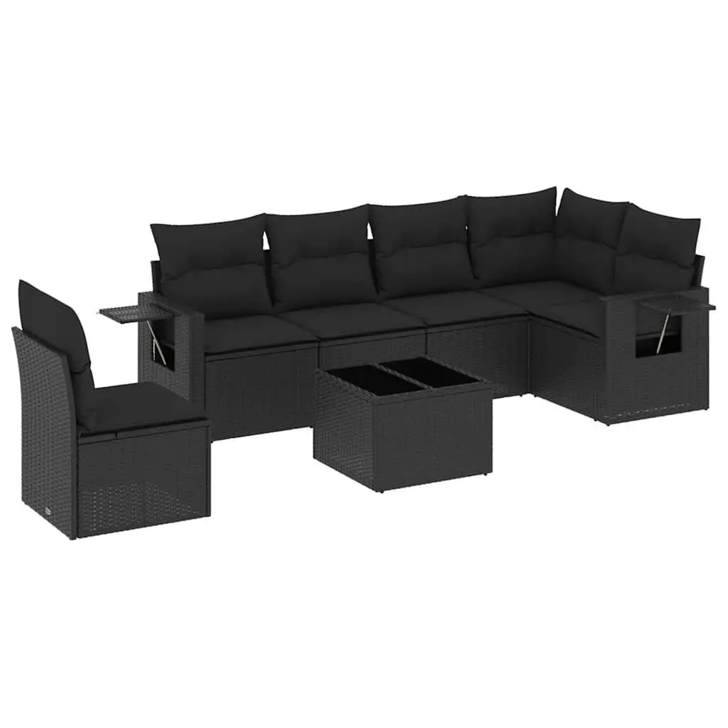 7 Piece Black Modular Patio Sofa Set