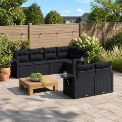 Garden Sofa Set - 7-Piece Black Outdoor Furniture Set