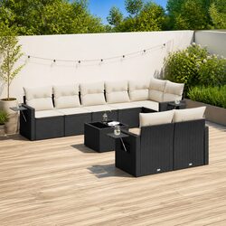 9-Piece Black Poly Rattan Sofa Set Specifications