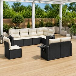 8 Piece Garden Sofa Set: Black Rattan Furniture Specifications
