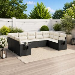 Detailed Specs of 9-Piece Black Rattan Garden Sofa Set