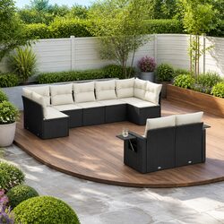 Specifications of 9 Piece Black Modular Garden Sofa Set