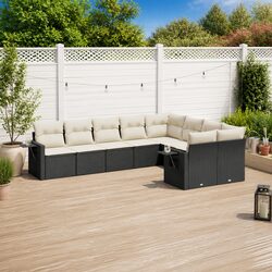 9 Piece Outdoor Sofa Set: Black Modular Rattan Furniture