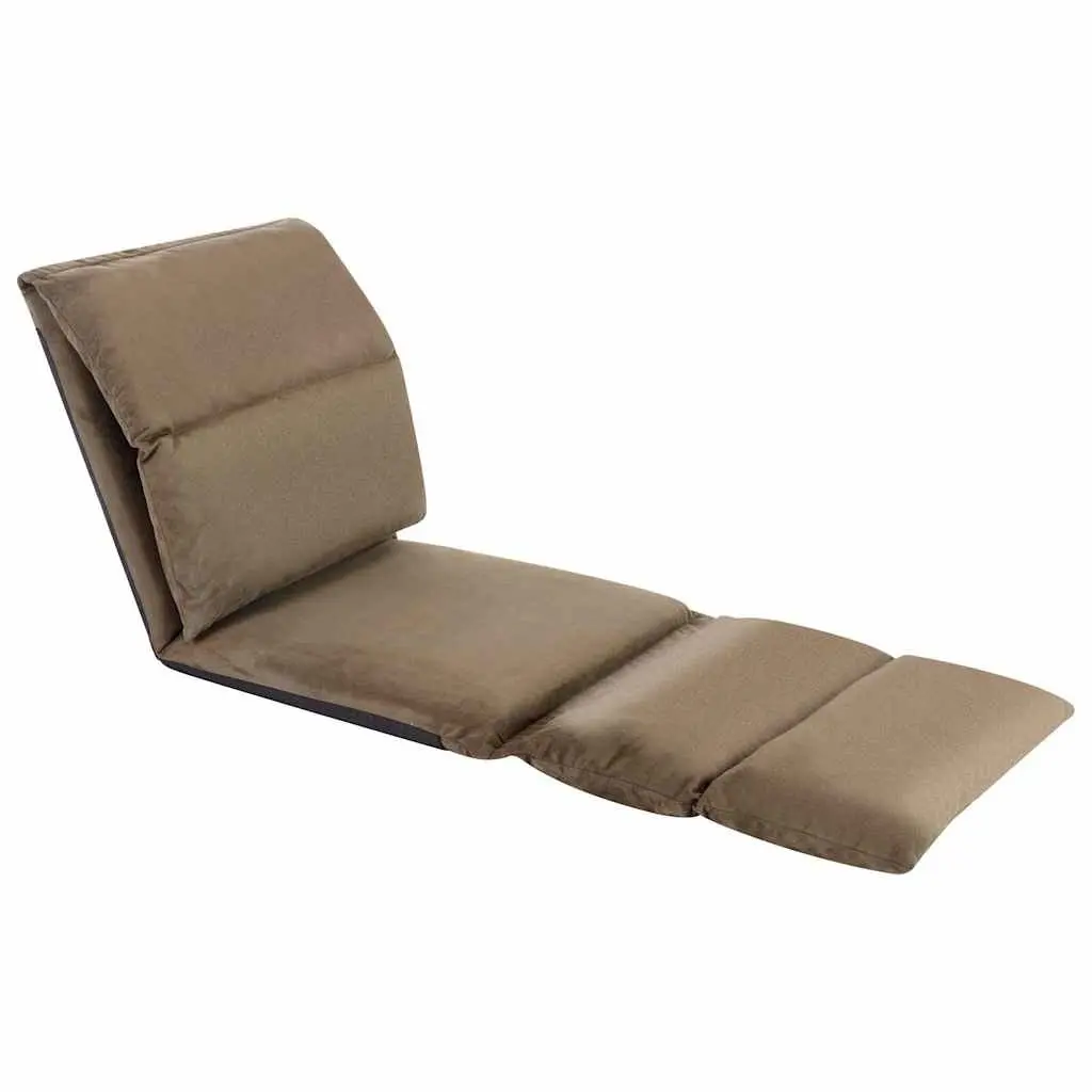 Folding Floor Chair Taupe Chaise Lounge Adjustable Recliner Compact Indoor