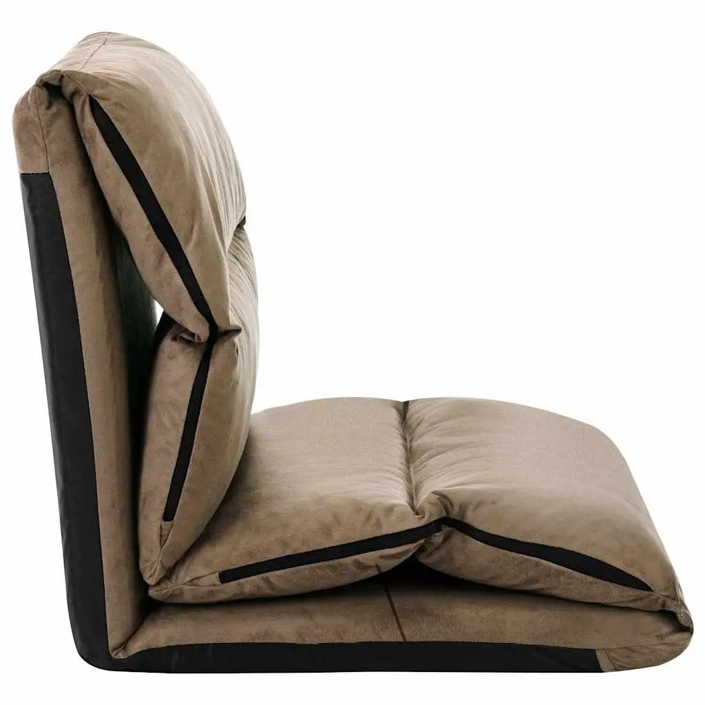 Folding Floor Chair Taupe Chaise Lounge Adjustable Recliner Compact Indoor