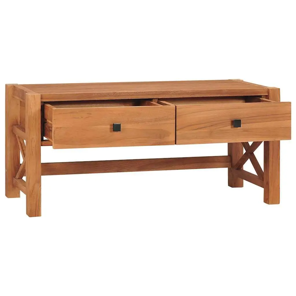 TV Cabinet Living Room 100x40x45 cm Teak Wood Storage Unit with Drawers