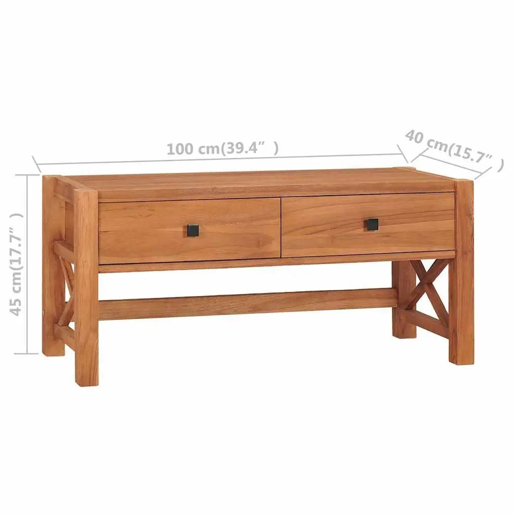 TV Cabinet Living Room 100x40x45 cm Teak Wood Storage Unit with Drawers