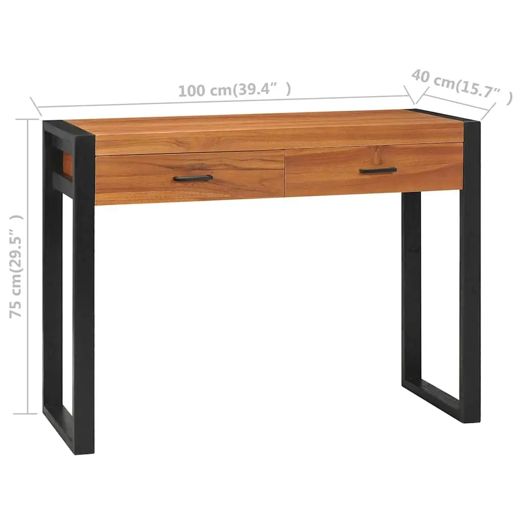 Wooden Desk for Office 100x40x75 cm with 2 Drawers Brown Storage Furniture