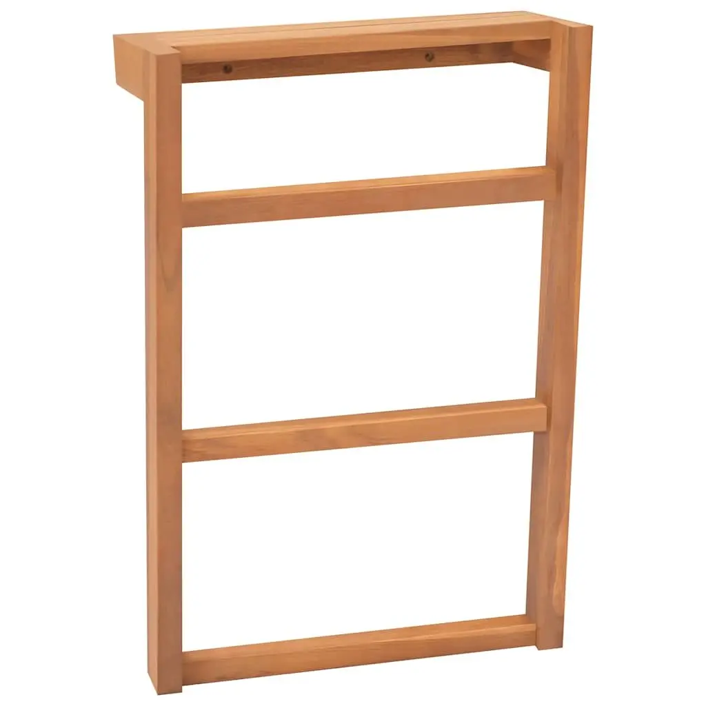 Towel Rack Solid Teak Wood Bathroom Holder Storage Rustic Design 2 Pack Set