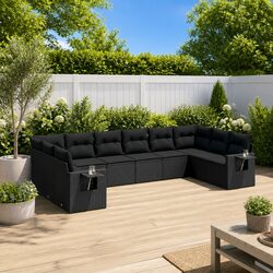 Specifications for 10 Piece Black Modular Garden Sofa Set