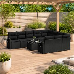 11 Piece Patio Sofa Set - Modular Black PE Rattan