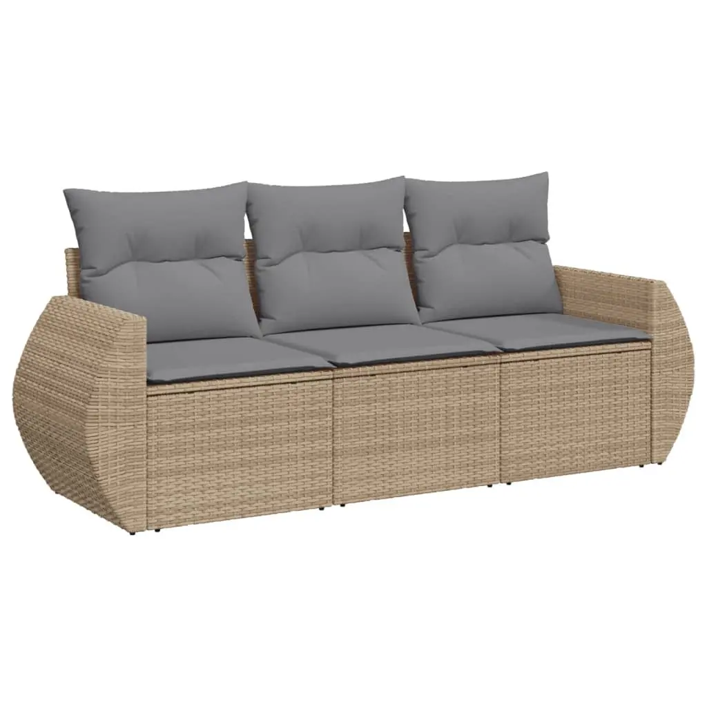 3 Piece Garden Sofa Set Outdoor Furniture Beige Patio Lounge Seats