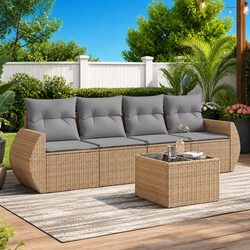 5-Piece Outdoor Sofa Set with Durable PE Rattan Construction