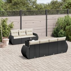 8-Piece Outdoor Lounge Set with Tempered Glass Table