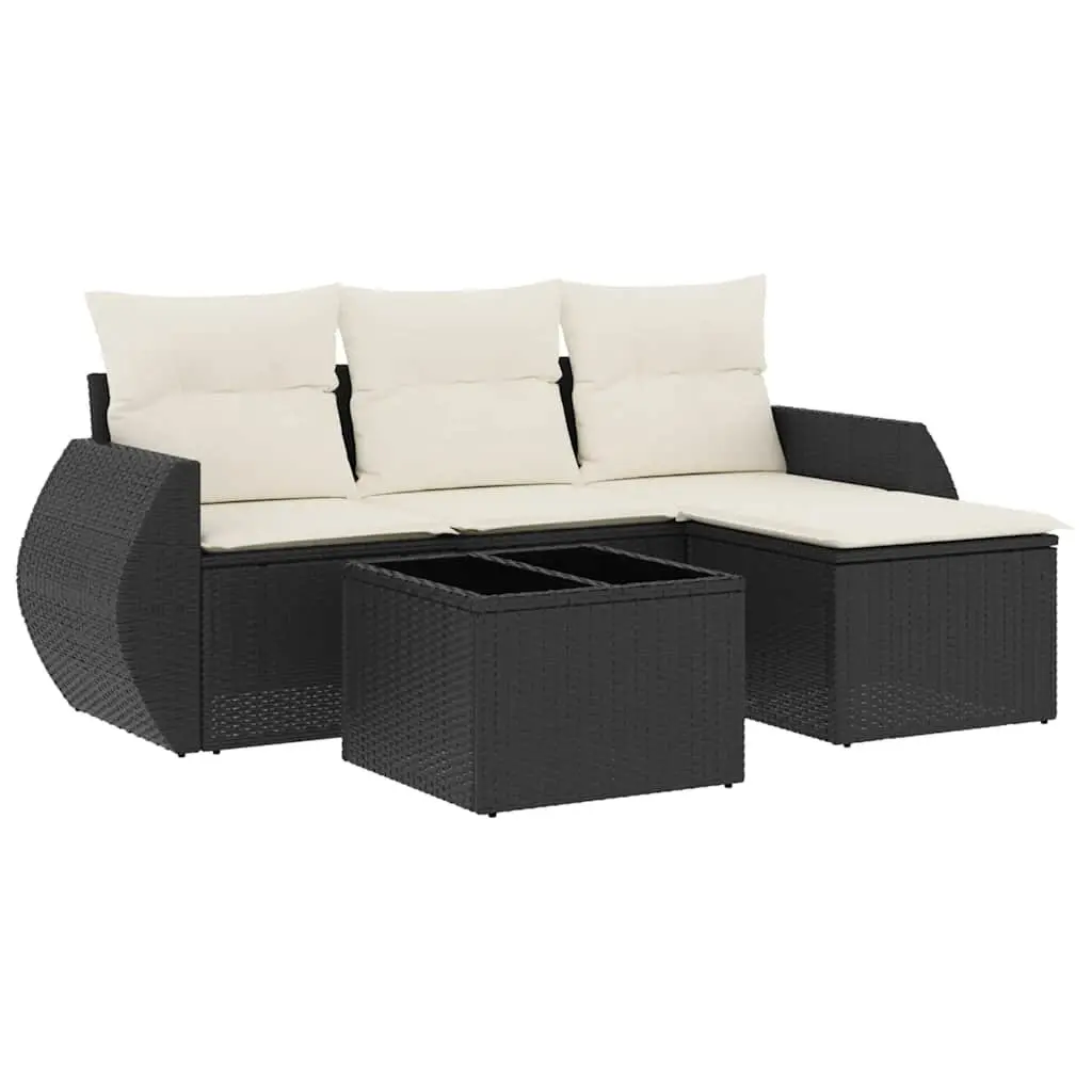 5-Piece Modular Garden Sofa Set with Tempered Glass Table
