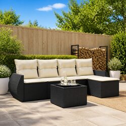 6 Piece Black Garden Sofa Set: Dimensions and Specifications