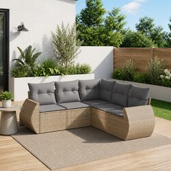 5 Piece Modular Outdoor Sofa Set in Beige PE Rattan