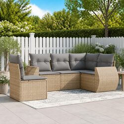 5-Piece Modular Sofa Set in Beige with PE Rattan