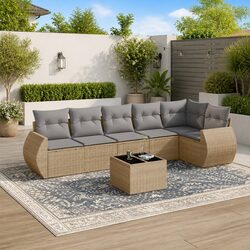 Specifications for 7 Piece Modular Beige Garden Sofa Set