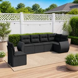 Specifications of 6 Piece Garden Sofa Set - Black Rattan