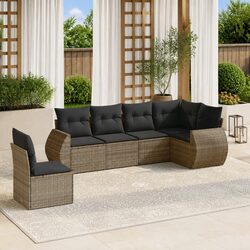6-Piece Grey Outdoor Sofa Set with Weather-Resistant Design