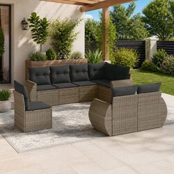 Garden Sofa Set: 8 Pieces, Grey, PE Rattan Construction