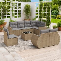 Durable 9-Piece Modular Garden Sofa Set in Beige