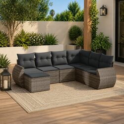7 Piece Garden Sofa Set with Modular Design and Storage