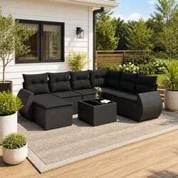8-Piece Modular Sofa Set Specifications: Black PE Rattan