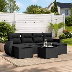 Factual Overview: 7 Piece Black Outdoor Sofa Set
