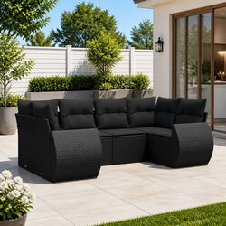 6-Piece Modular Black Garden Sofa Set Specifications