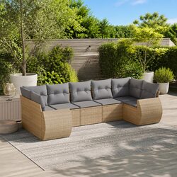 Specifications for 7-Piece Outdoor Sofa Set in Beige