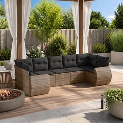 7 Piece Grey Poly Rattan Sectional Garden Sofa Dimensions