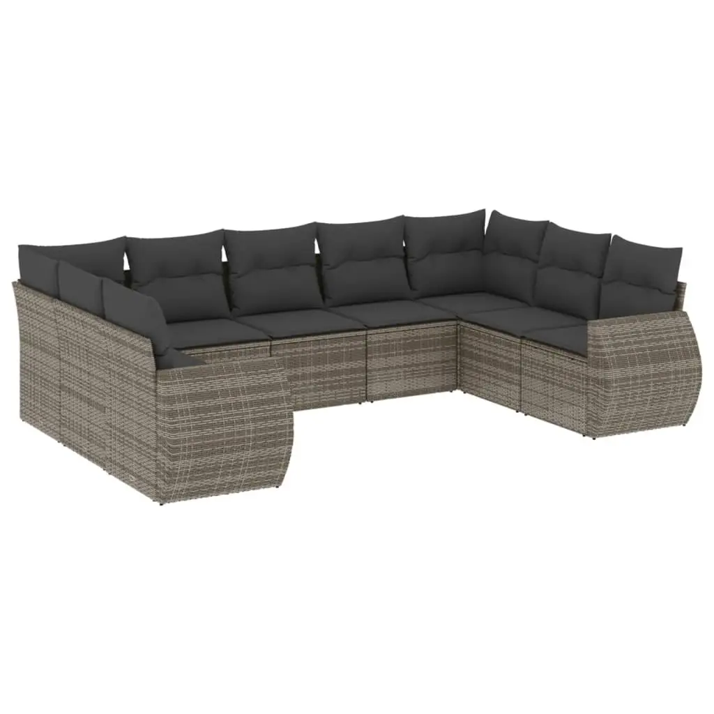 Garden Sofa Set 9 Piece Grey Rattan