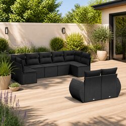 Specifications of 9-Piece Outdoor Sofa Set in Black