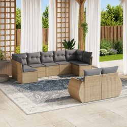 9-Piece Garden Sofa Set - Modular Beige Outdoor Furniture